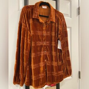Pink Lily “My Favorite Velvet Button Front Shirt”